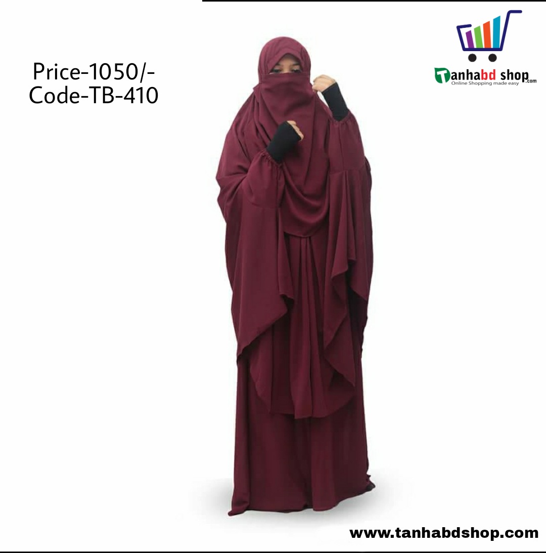Khimar Hijab with Skirt Full Set Borkha Maroon-Code-TB-410.