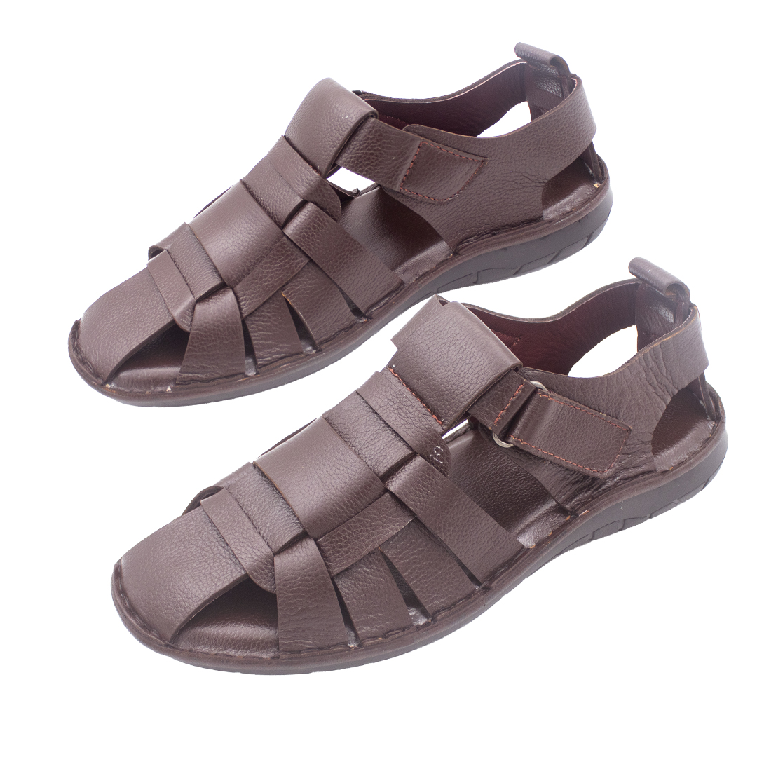 Stylish Leather Sandal For Men - Chocolate