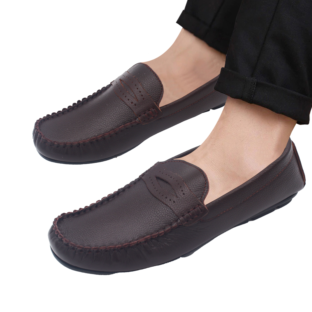 Genuine leather loafer Shoes- Chocolate