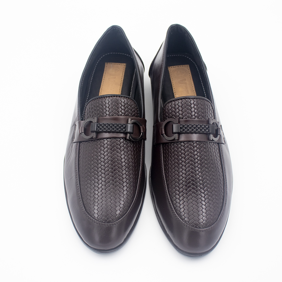 Exclusive Design Leather Formal Loafers Shoe For Men- Chocolate
