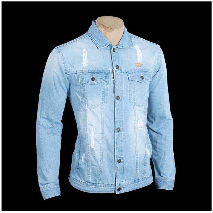 Casual Wear Men's Full Sleeve Sky Blue Denim Jacket