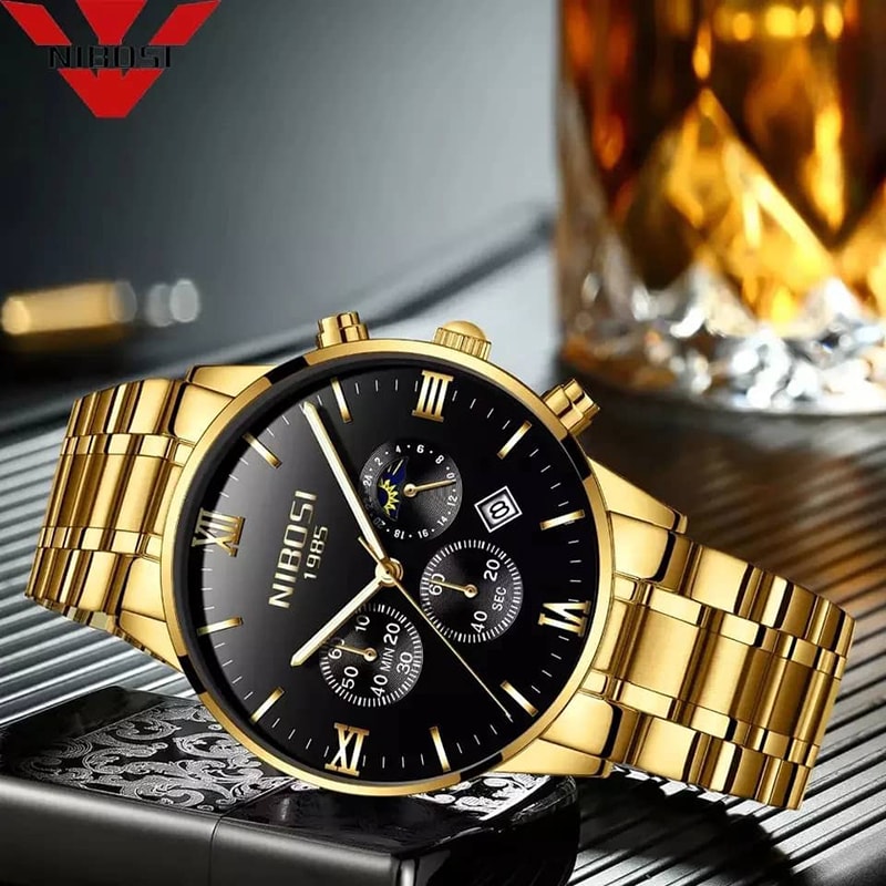 NIBOSI Fashion Men Watches Luxury Business Quartz Watch Men Sport Watch Metal Waterproof