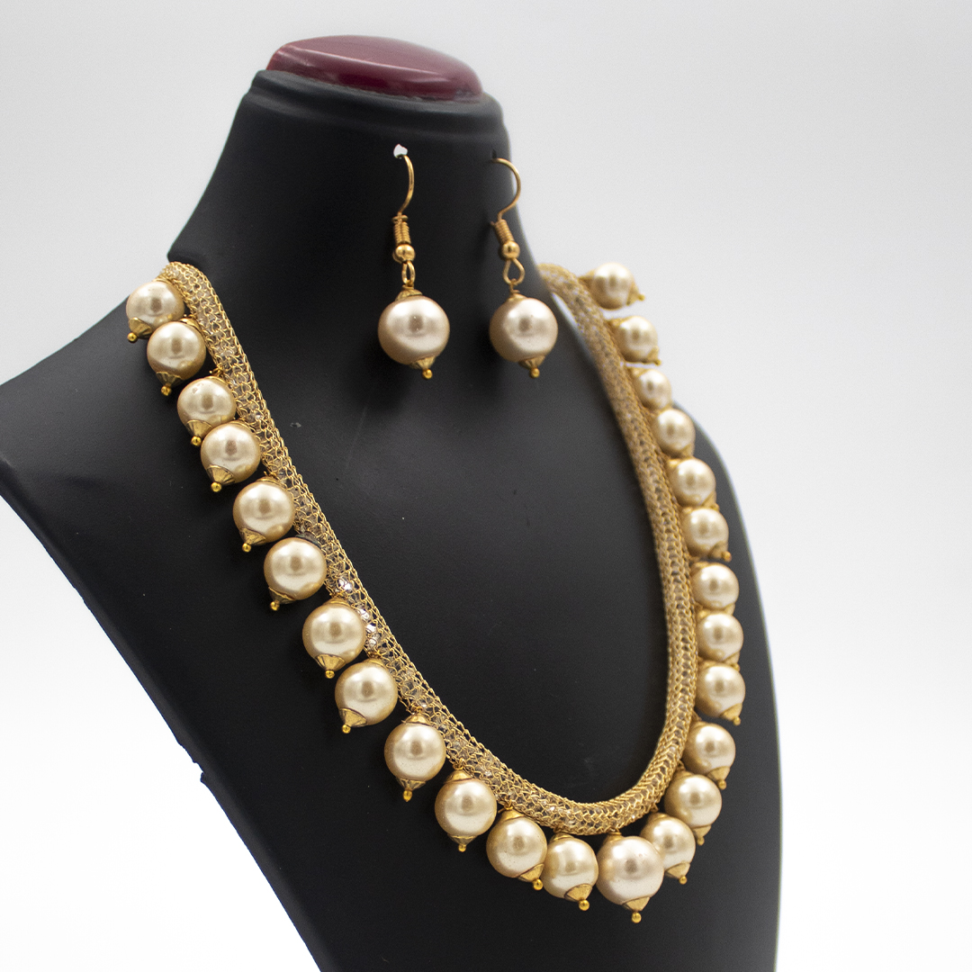 Fationable Large Round Ball Chain Necklace For Women With Earrings