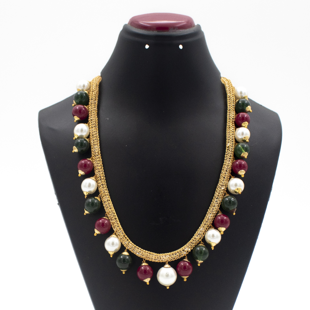 Fationable Large Round Ball Chain Necklace For Women With Earrings