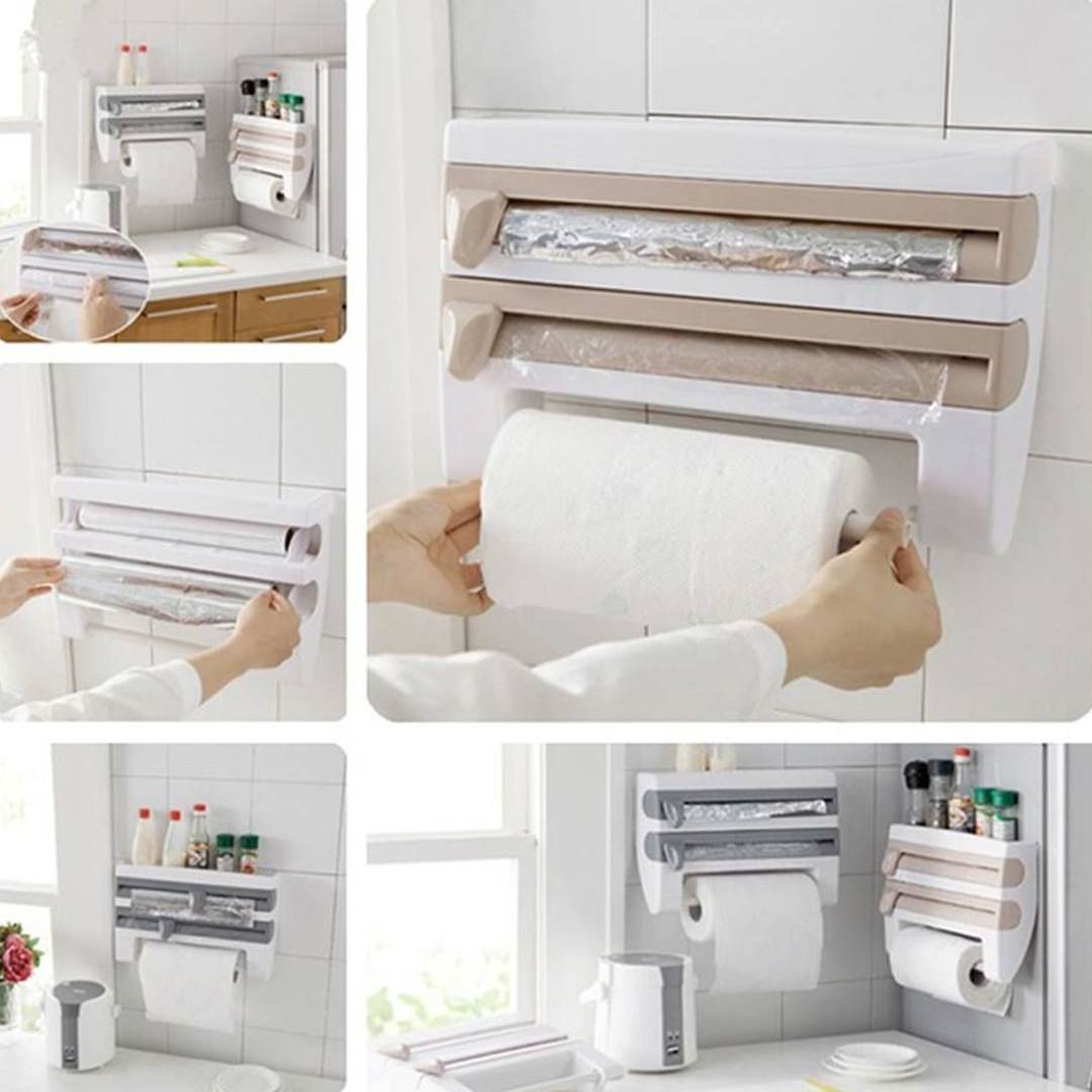 Triple Paper Dispenser For Foil Paper, Tissue and Paper