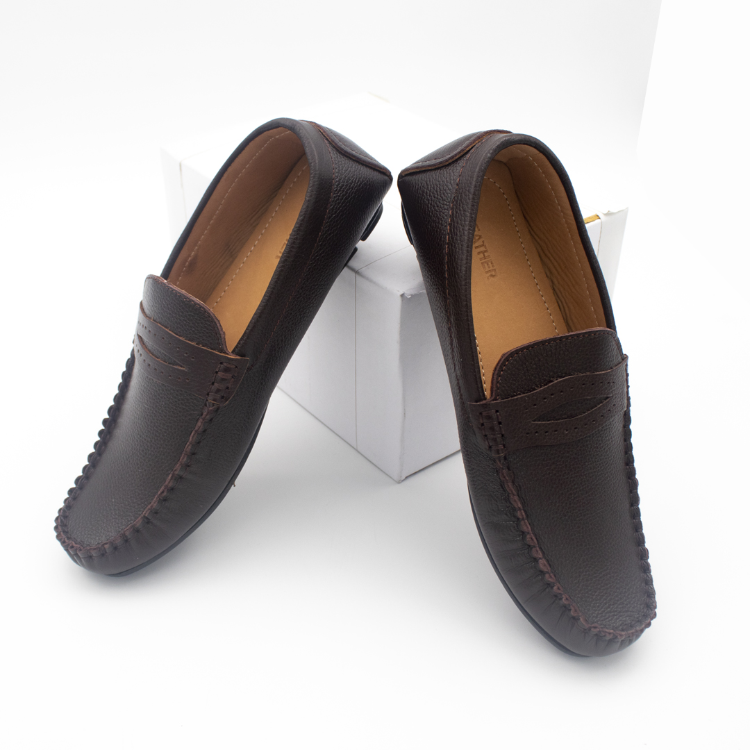 Genuine leather loafer Shoes- Chocolate image 2