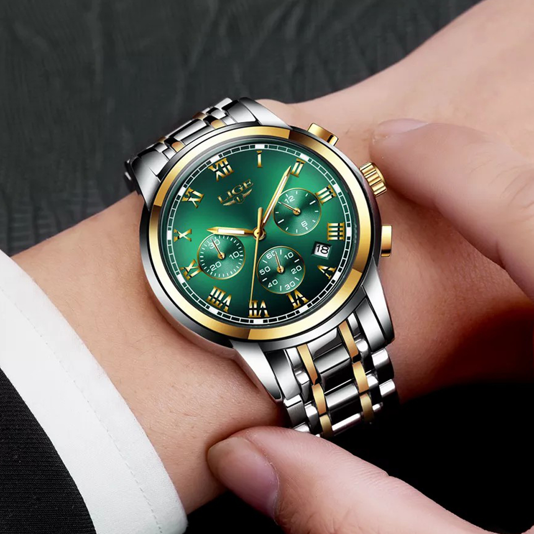 LIGE-analog quartz watch for men, new waterproof