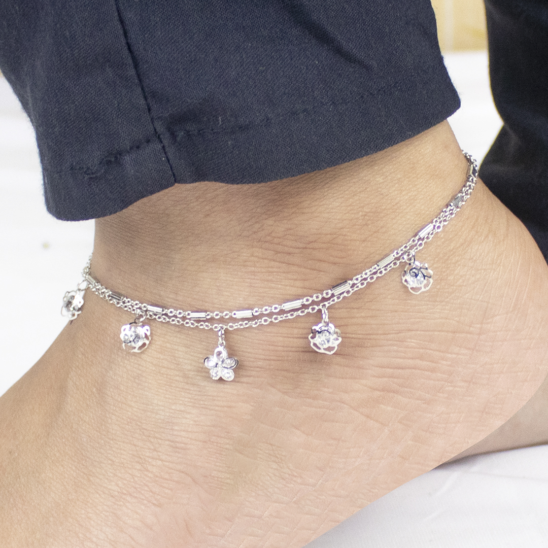 Star Silver Anklet (Payel) for Women image 2