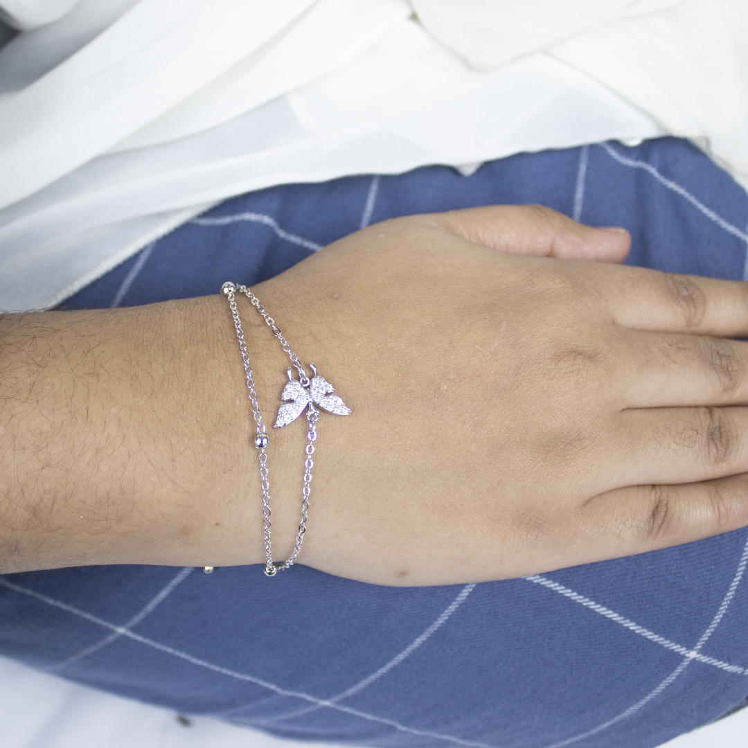 Great Looking Silver Butterfly Alloy Bracelet for Women or Girl image 2