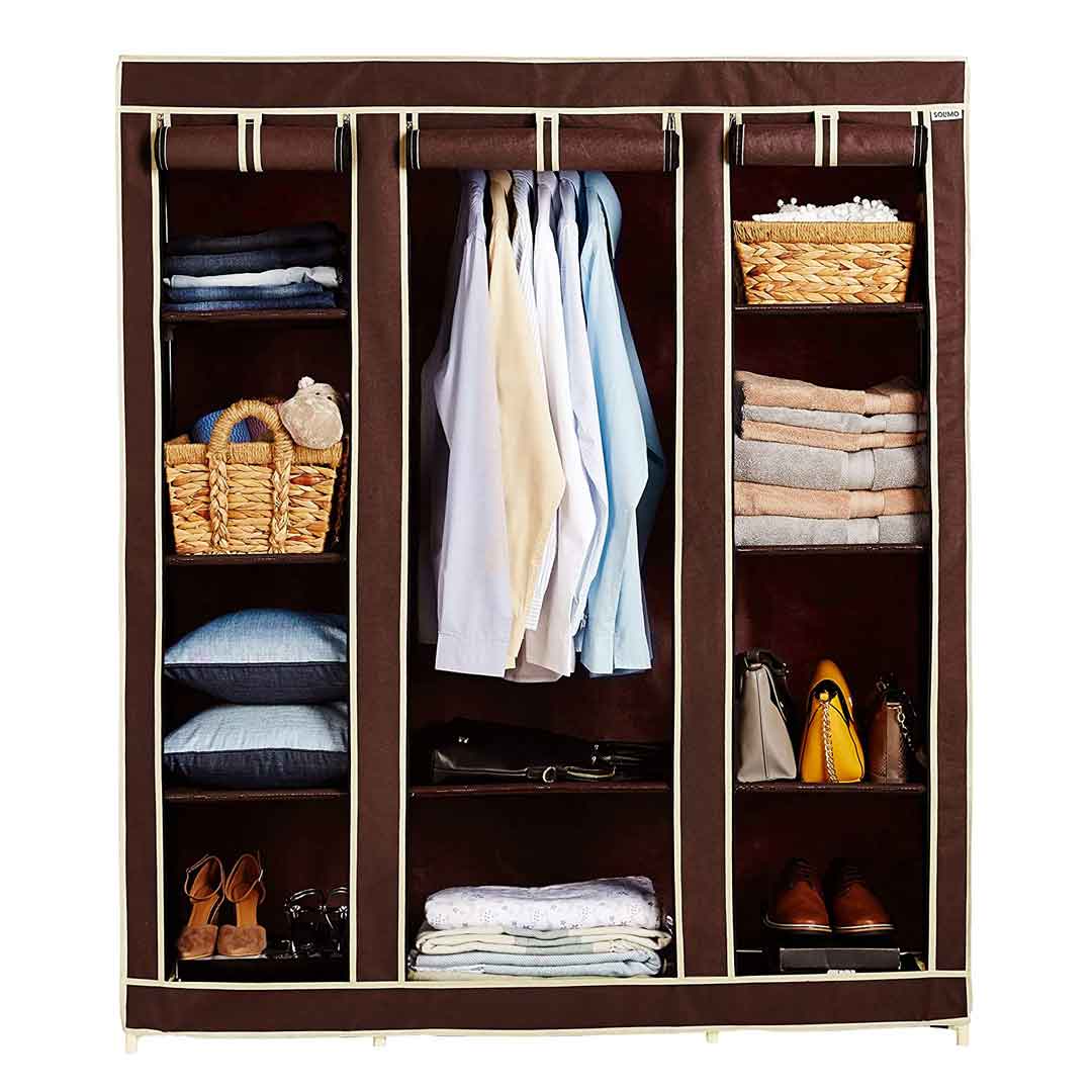 Fabric Storage Wardrobe Brown image 2