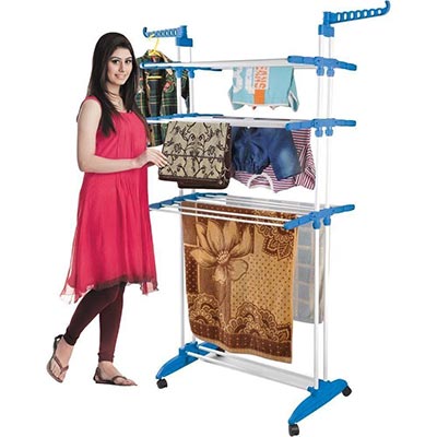 Stainless-Steel-Three-Layer-Cloth-Drying-Rack-Laundry-Hange image 2